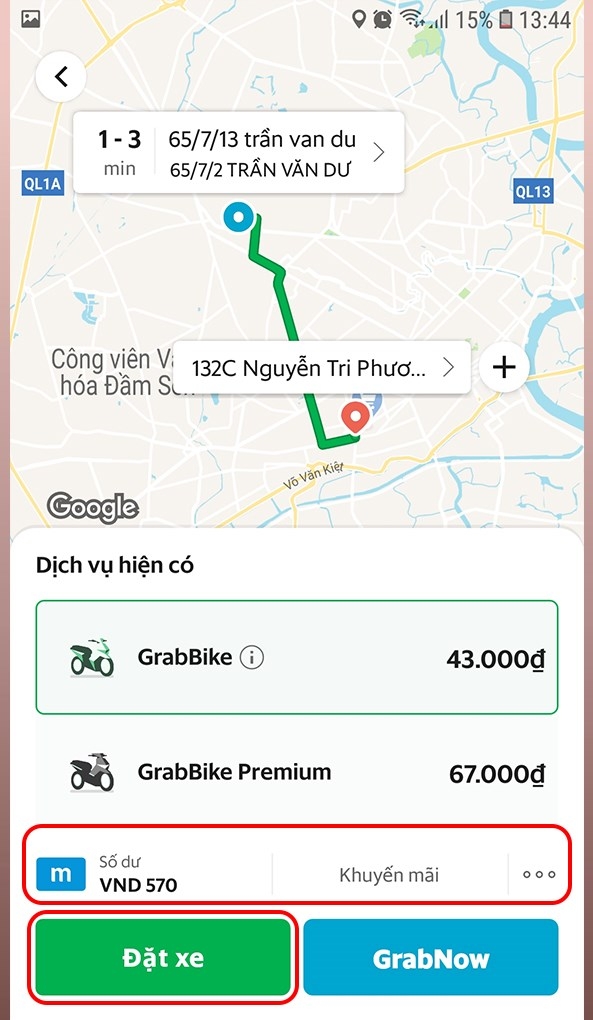 cách đặt xe grab