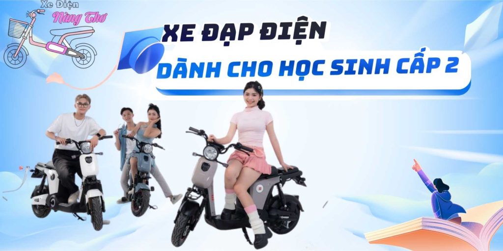 Xe Đạp Điện Cho Học Sinh Cấp 2 – Nhẹ, An Toàn, Phù Hợp Từ Lớp 6–9