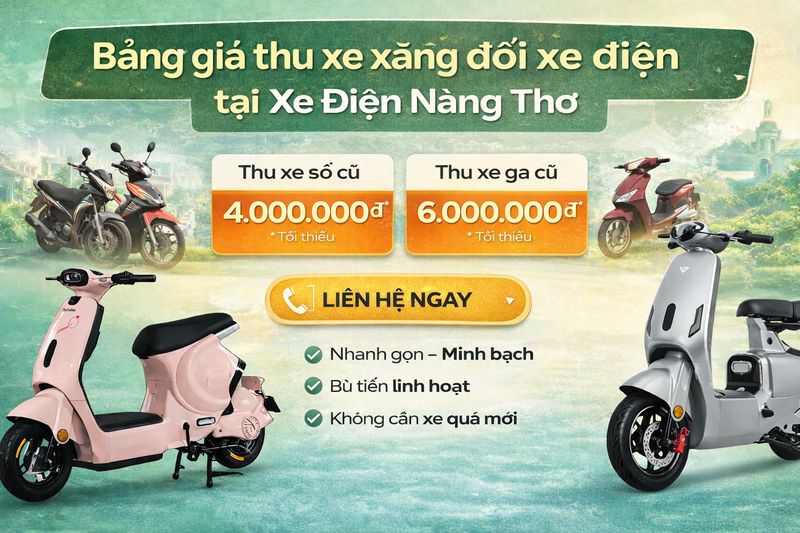 Bảng giá thu xe xăng đổi xe điện - Xe Điện Nàng Thơ