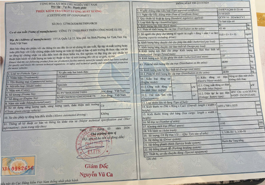 Đăng Kiểm Xe máy điện