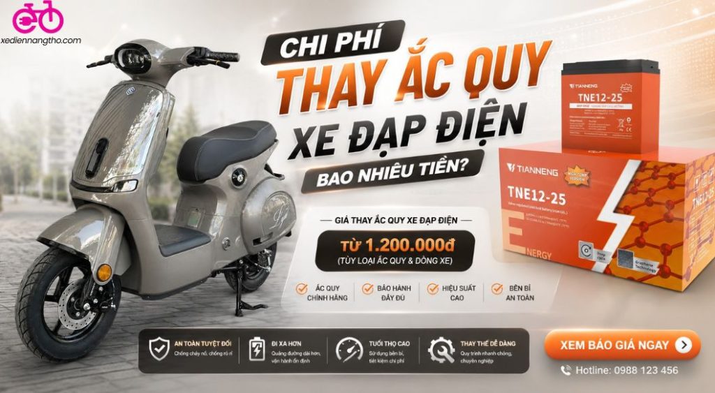 Chi phí thay ắc quy xe đạp điện bao nhiêu tiền