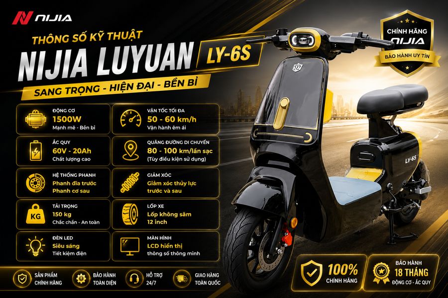 Thông số kỹ thuật xe đạp điện Nijia Luyuan Ly -6s