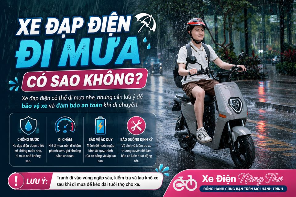 Xe Đạp Điện Đi Mưa Có Sao Không?