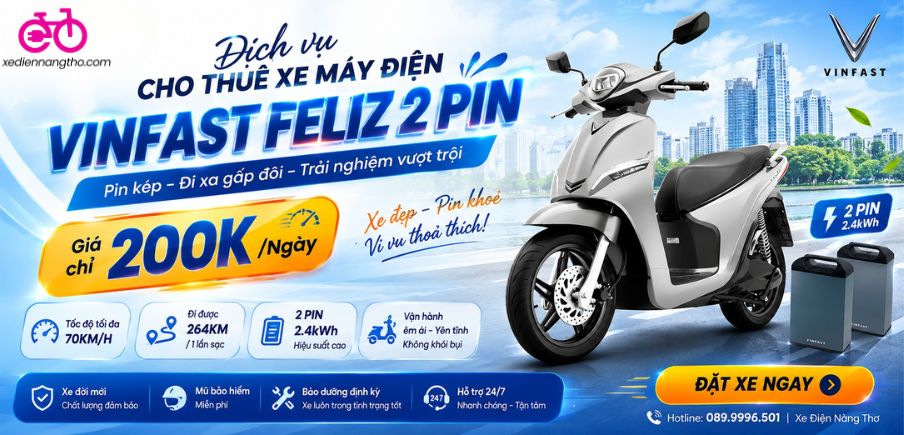 Dịch vụ cho thuê xe máy điện Vinfast Feliz 2 Pin