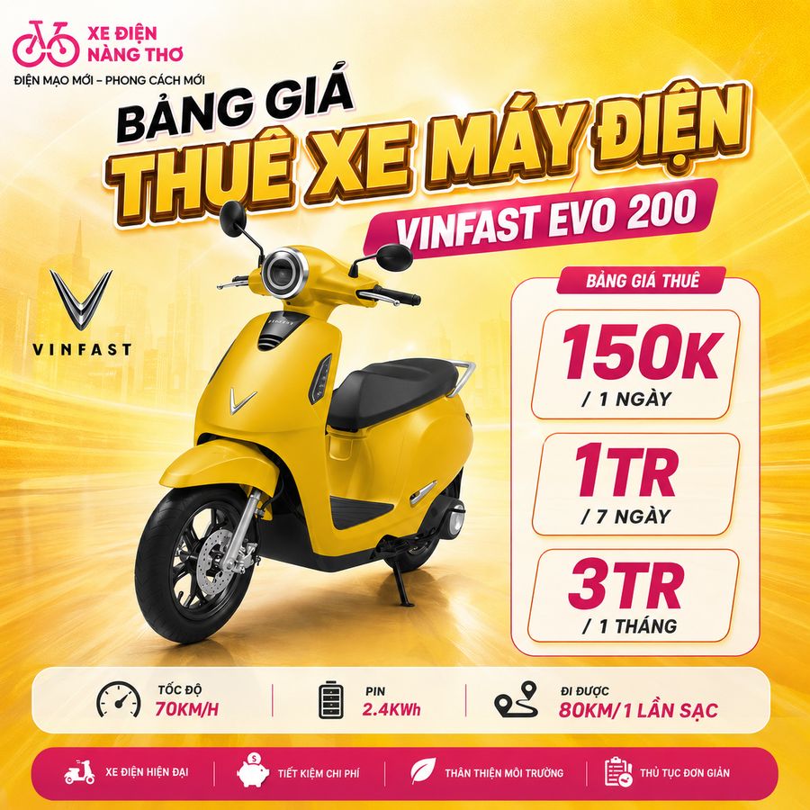 Dịch vụ cho thuê xe máy điện Vinfast Evo