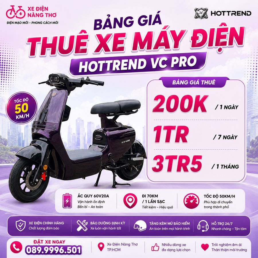 Dịch vụ thuê xe điện hottrend vc pro
