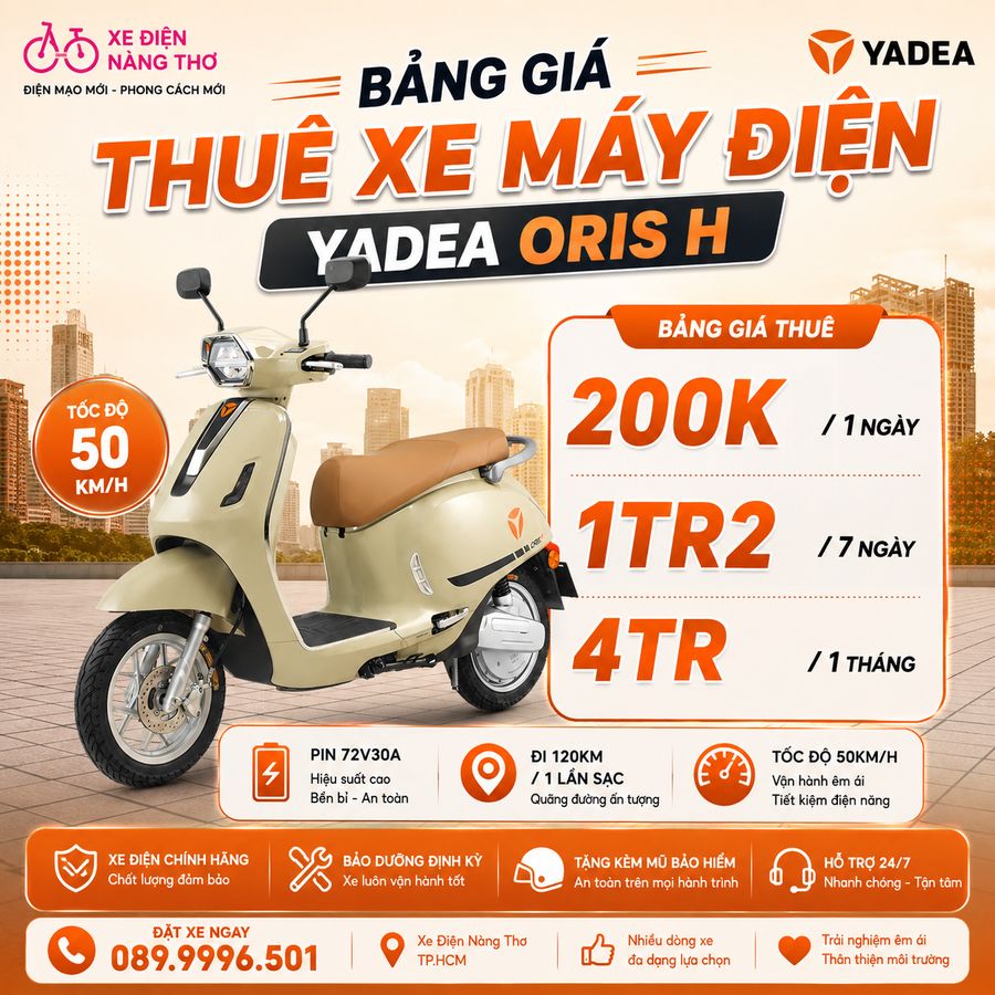 Dịch vụ cho thuê xe máy điện Yadea Oris H