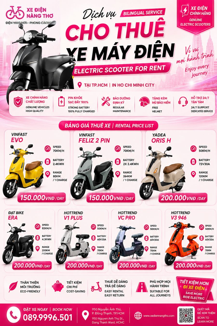 Dịch vụ cho thuê xe máy điện giá rẻ TPHCM