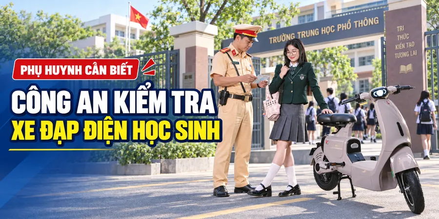Công An Kiểm Tra Xe Đạp Điện Học Sinh